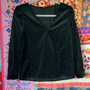 MADEWELL Cotton Dark Green Button Front Blouse Size Small